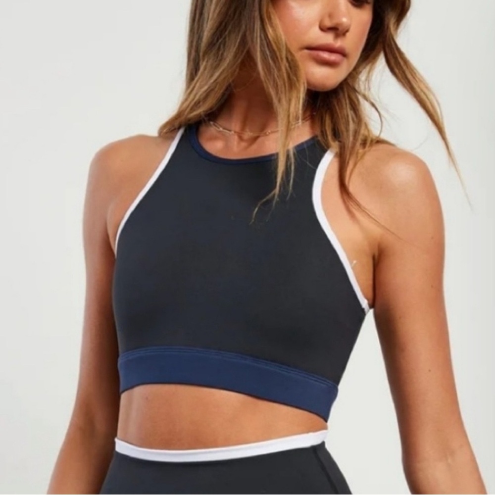 Allfenix Black and Blue Sports Bra Crop Top